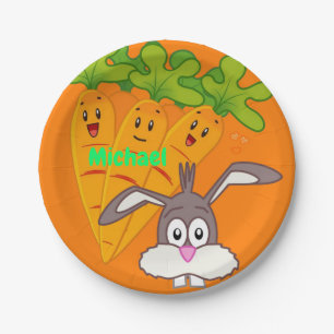 Assiettes En Carton Plaques en papier, carottes Lapin Orange