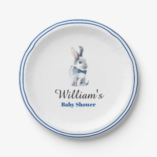 Assiettes En Carton Plaques en papier - Cravate bleue lapin gris
