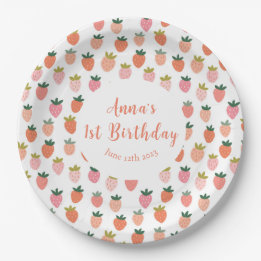Assiettes En Carton Plaques en papier d'anniversaire aux fraises migno