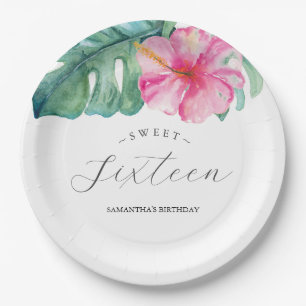 Assiettes En Carton Plaques en papier d'anniversaire Sweet 16 Tropical