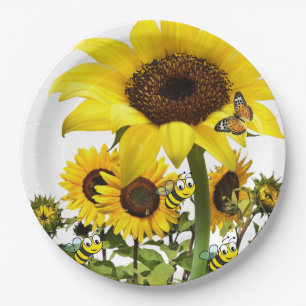 Assiettes En Carton Plaques en papier de bleuet de tournesol