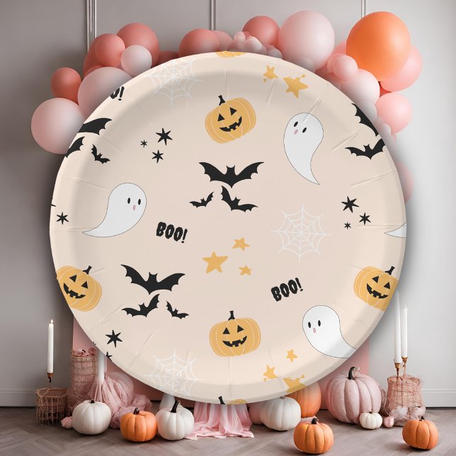 Assiettes En Carton Plaques en papier de boîte à Halloween orange mign (Créateur téléchargé)
