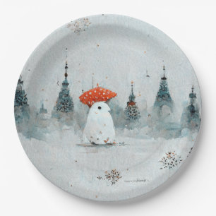 Assiettes En Carton Plaques en papier de bonhomme de neige pour les fê