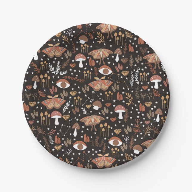 Assiettes En Carton Plaques en papier de champignons de bois (Devant)