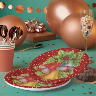 Assiettes En Carton Plaques en papier de cloches de Noël