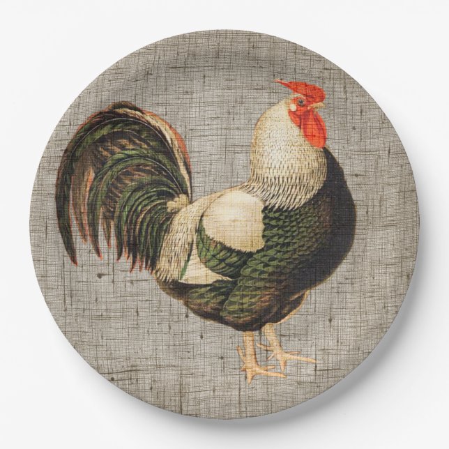Assiettes En Carton Plaques en papier de Cockerel 9" (Devant)