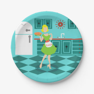 Assiettes En Carton Plaques en papier de cuisine rétro