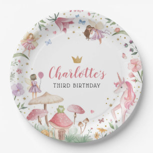 Assiettes En Carton Plaques en papier de la partie de jardin de fées e