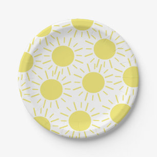 Assiettes En Carton Plaques en papier de la partie de soleil jaune