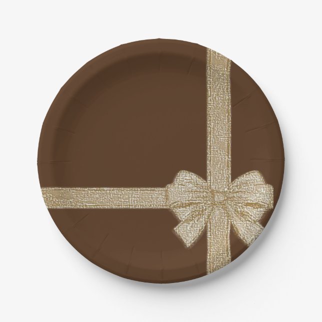 Assiettes En Carton Plaques en papier de Noël, Bois beige (Devant)