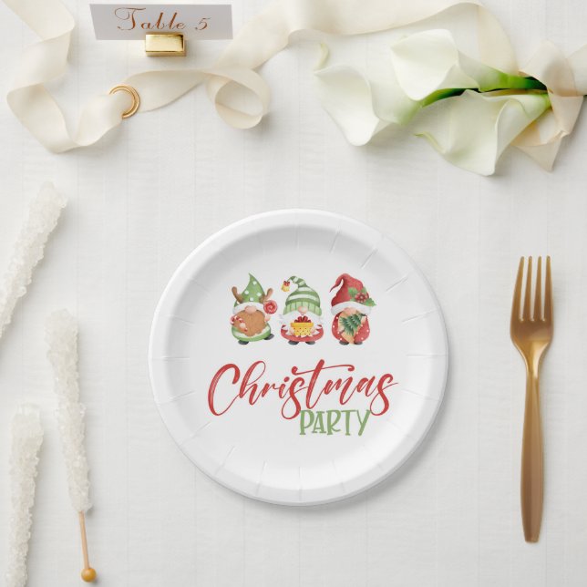 Assiettes En Carton Plaques en papier de Noël Gnome (Mariage)
