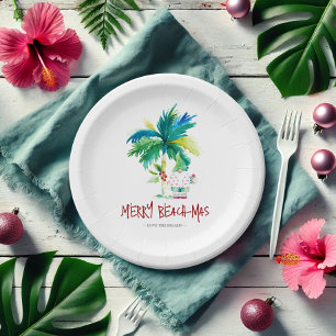 Assiettes En Carton Plaques en papier de Noël Plage tropicale mignonne