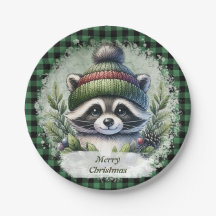Plaques en papier de Noël Raccoon