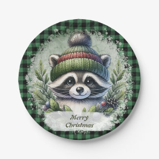 Assiettes En Carton Plaques en papier de Noël Raccoon