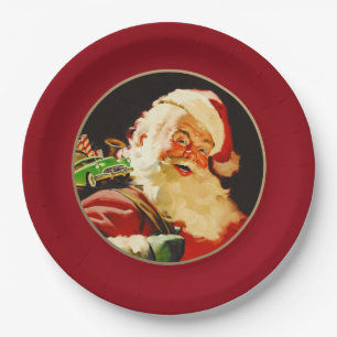 Assiettes En Carton Plaques en papier de Noël vintage du Père Noël