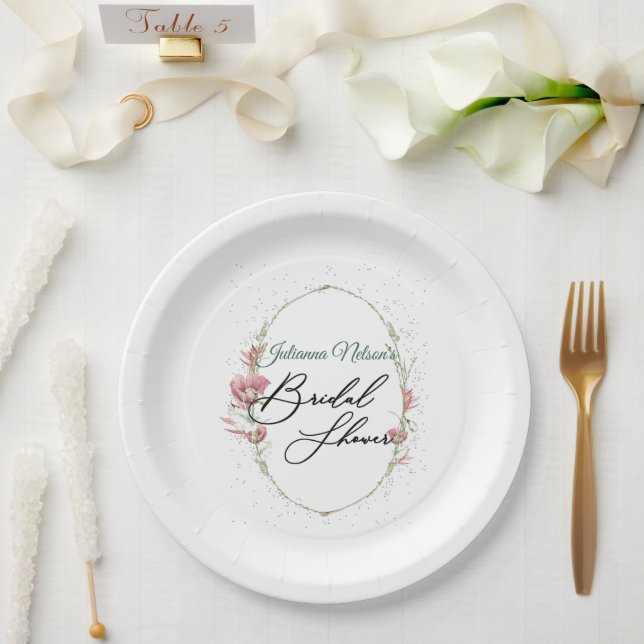 Assiettes En Carton Plaques en papier de pavot rose (Mariage)