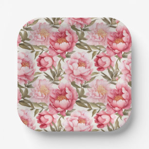 Assiettes En Carton Plaques en papier de pivoine rose