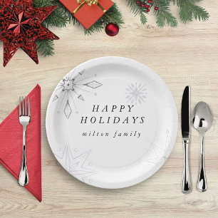 Assiettes En Carton Plaques en papier de vacances Silver Snowflake