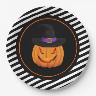 Assiettes En Carton Plaques en papier d'Halloween-Sorcière Citrouille