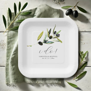 Assiettes En Carton Plaques en papier d'olive minimes Végétation botan