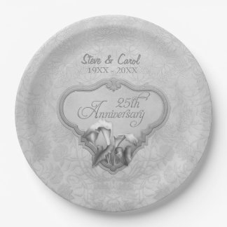 Assiettes En Carton Plaques en papier du 25e anniversaire Silver Calla