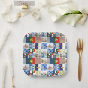 Assiettes En Carton Plaques en papier du Portugal Drapeau et Açores Dr