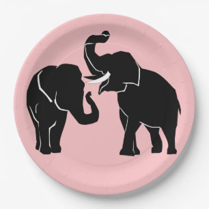Assiettes En Carton Plaques en papier Elephant Couple