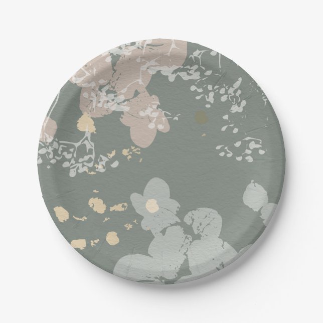 Assiettes En Carton Plaques en papier floral de Bohême pour Baby showe (Devant)