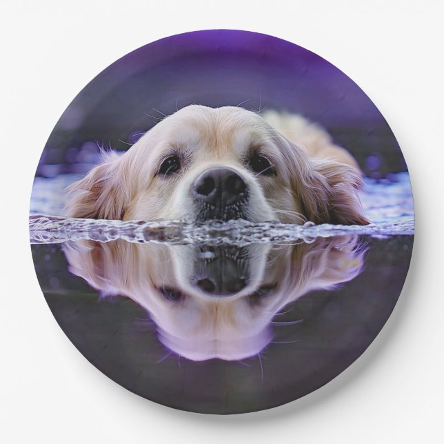 Assiettes En Carton Plaques en papier Golden Retriever (Devant)