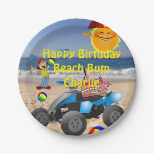 Assiettes En Carton Plaques en papier, Joyeux Anniversaire Beach Bum B