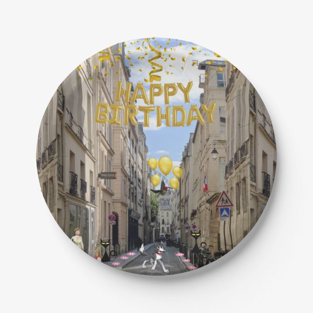 Assiettes En Carton Plaques en papier, joyeux anniversaire France Chie (Devant)