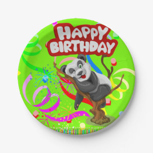 Assiettes En Carton Plaques en papier, Joyeux anniversaire Panda Bear 