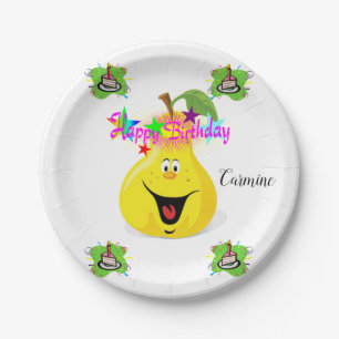 Assiettes En Carton Plaques en papier, Joyeux gâteau aux poires d'anni