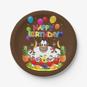 Assiettes En Carton Plaques en papier, Joyeux singes d'anniversaire