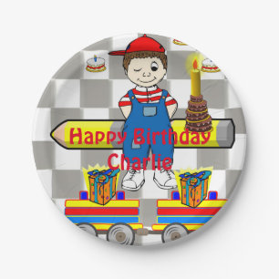 Assiettes En Carton Plaques en papier, Joyeux train d'anniversaire gar