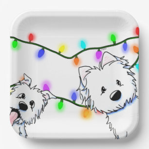 Assiettes En Carton Plaques en papier KiniArt Christmas Westie