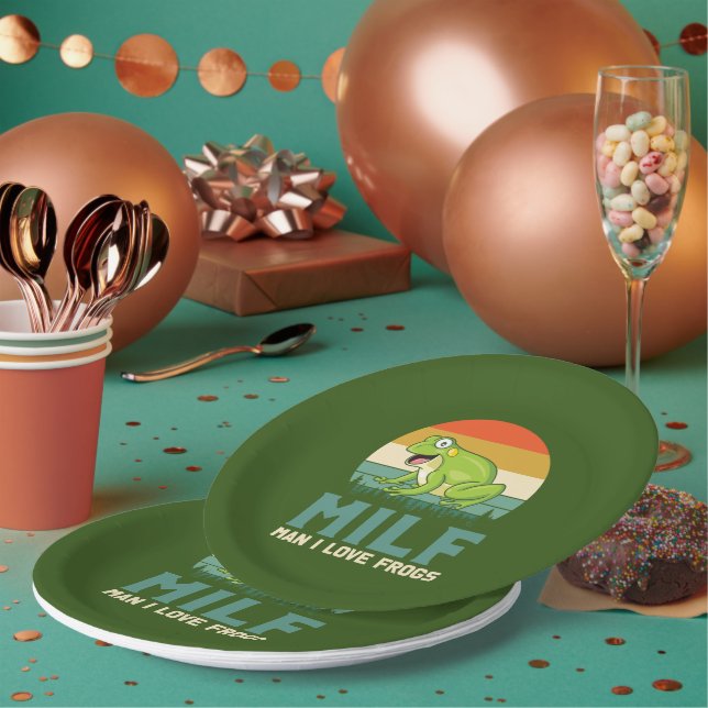 Assiettes En Carton Plaques en papier Love Frogs (Multi)