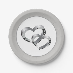 Assiettes En Carton Plaques en papier mariage 7" - Deux coeurs