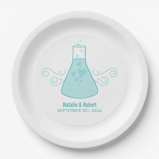 Assiettes En Carton Plaques en papier Mariage Aqua Sweet Chemistry (Devant)
