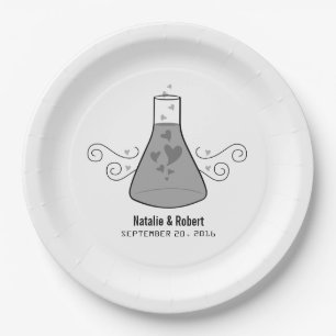 Assiettes En Carton Plaques en papier Mariage de chimie douce grise