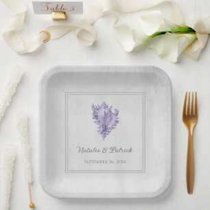 Assiettes En Carton Plaques en papier Mariage de conch violet