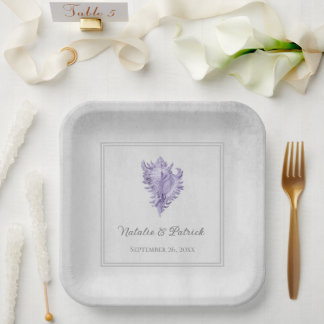 Assiettes En Carton Plaques en papier Mariage de conch violet