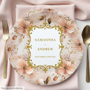 Assiettes En Carton Plaques en papier Mariage en or brillant