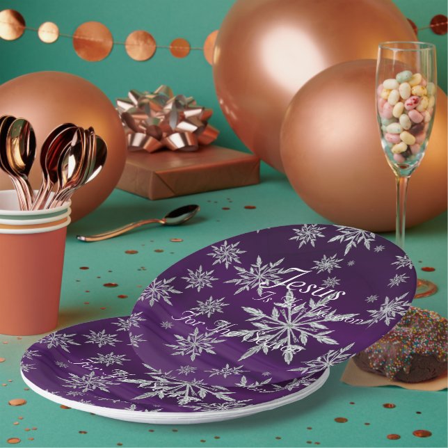 Assiettes En Carton Plaques en papier mauve chrétienne Festive (Multi)
