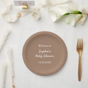 Assiettes En Carton Plaques en papier minimaliste Brown baby shower