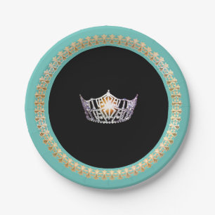 Assiettes En Carton Plaques en papier Miss America Turquoise 7"