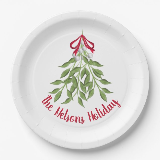 Assiettes En Carton Plaques en papier Mistletoe Holiday (Devant)