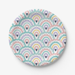 Assiettes En Carton Plaques en papier Motif en arc-en-ciel Pastel Cute