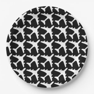 Assiettes En Carton Plaques en papier motif noir blanc
