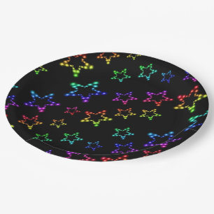 Assiettes En Carton Plaques en papier Motif Rainbow Stars
